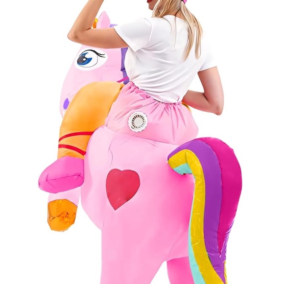 Inflatable Pink Unicorn Ride-On Costume - Picture 3 of 3